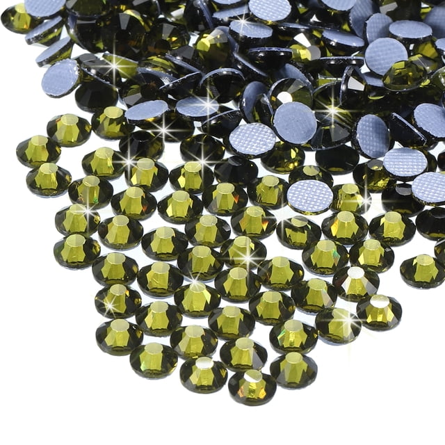 Uxcell Hotfix Rhinestones Flatback Crystal Glass Gems for Craft Clothes DIY Decoration Olive Green 4.8mm