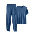 thumbnail image 1 of Timegard Womens Pajamas Sets Plus Size Short Sleeve Loose Tee Cinch Bottom Pants Comfy Pjs Outfits Homewear, 1 of 5