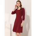 thumbnail image 3 of INSPIRE CHIC Women's Square Neck Ruffle Trim Sheer 3/4 Sleeve Chiffon Mini Dress 1 XS, 3 of 5