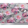 thumbnail image 3 of Soimoi Gray Cotton Poplin Fabric Peony And Ranunculus Floral Fabric Prints By Yard 42 Inch Wide, 3 of 3