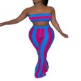 thumbnail image 1 of Women Summer Stripe Off Shoulder Tube Tops Bell-bottomed Pants, 1 of 6