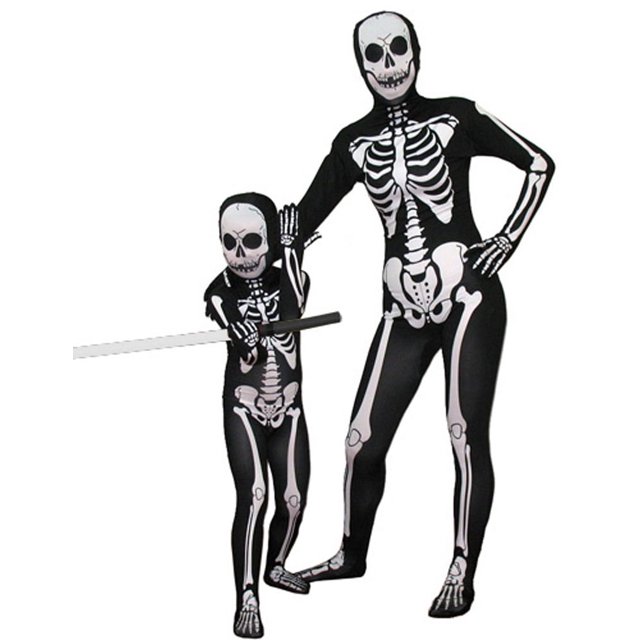 AltSkin Ensemble Complet en Spandex/Lycra (Enfants G, Squelette)