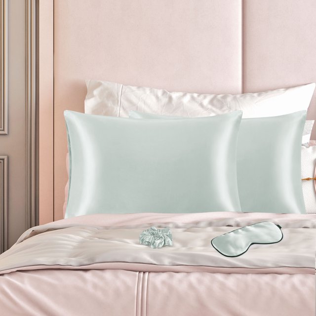 PiccoCasa Set of 2 Queen Satin Pillowcase Durable&Soft Enveloped Gray