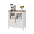 thumbnail image 2 of GloryStar Sideboard With 2 Glass Doors, 29" Large Buffet Cabinet With Solid Wood Countertop, Coffee Bar Cabinet With 2 Drawers, Modern Farmhouse Storage Table for Kitchen Dining Room, Living Room, 2 of 7
