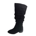 thumbnail image 2 of EGNMCR Knee High Boots Women's Fall Winter Flock Solid Color Long Boots Middle Heels Boots Pointed-Toe Knee High Boot, 2 of 5