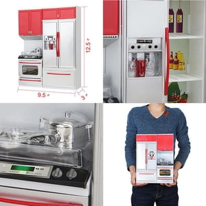 ZZkhGO rouge Mini Jouet de cuisine, ensemble de cuisine avec ustensiles de cuisine pour armoires, jouet de cuisine interactif pour les enfants