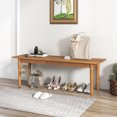 thumbnail image 2 of Gymax Solid Wood Dining Bench Entryway Bench w/ Rubber Wood Legs for Bedroom Oak, 2 of 9
