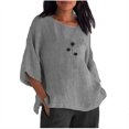 thumbnail image 1 of Hauts d'Été pour Femmes 2023 Mode Femmes Été Imprimé Manches Trois Quarts Coupe Régulière Col Rond Haut Bohème T-Shirt Grande Taille pour Femmes, 1 of 4