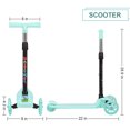 thumbnail image 4 of 3 Children's Kick Scooter Led Flash Adjustable Height Toddler Scooter - Green, 4 of 7