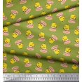 thumbnail image 2 of Soimoi Poly Georgette Fabric Cup,Plate & Chick Cartoon Print Fabric by the Yard 52 Inch Wide, 2 of 3