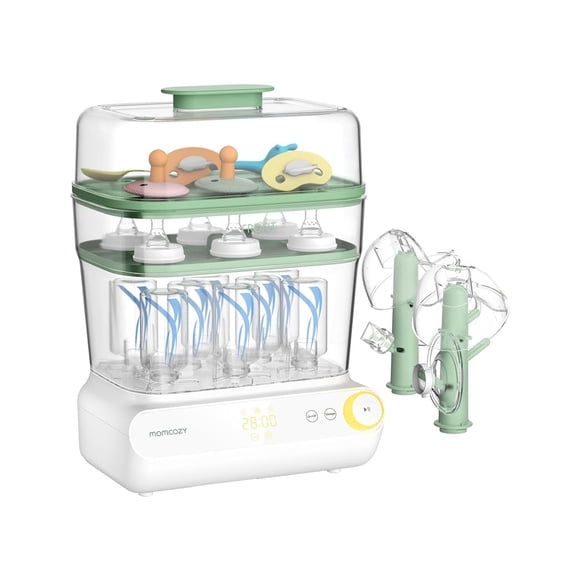 Momcozy Stérilisateur et Séchoir pour Grandes Bouteilles à 3 Couches, Stérilisation et Séchage Rapides