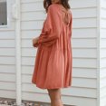thumbnail image 4 of Ovzne Robes Grande Taille pour Femmes Rondes Robe d'Été Mode Femmes Couleur Unie Manches Courtes Bouffantes Col Dos Nu Robe Couvre-Chef Grande Taille Robe Manches Courtes en Solde, 4 of 6