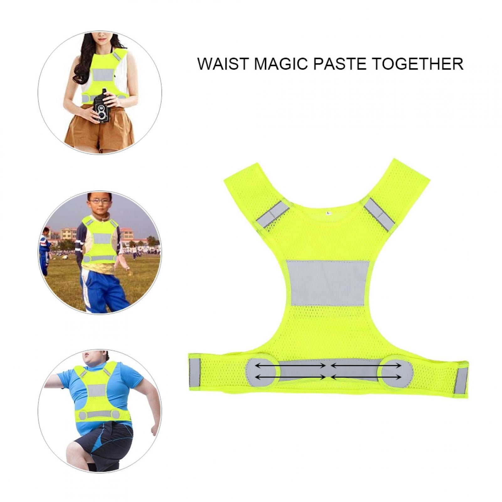 Adjustable Cycling Vest, Breathable Mesh Fabric Reflective Vest Gear with Pocket for Night Running Cycling