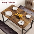 thumbnail image 3 of 4 Pcs Dining Table Set with 2 Upholstered Benches 44.3in Metal and Wood Kitchen Table Set for 4 Space-Saving Rectangular Dining Furniture for Apartment Small Spaces, 3 of 7