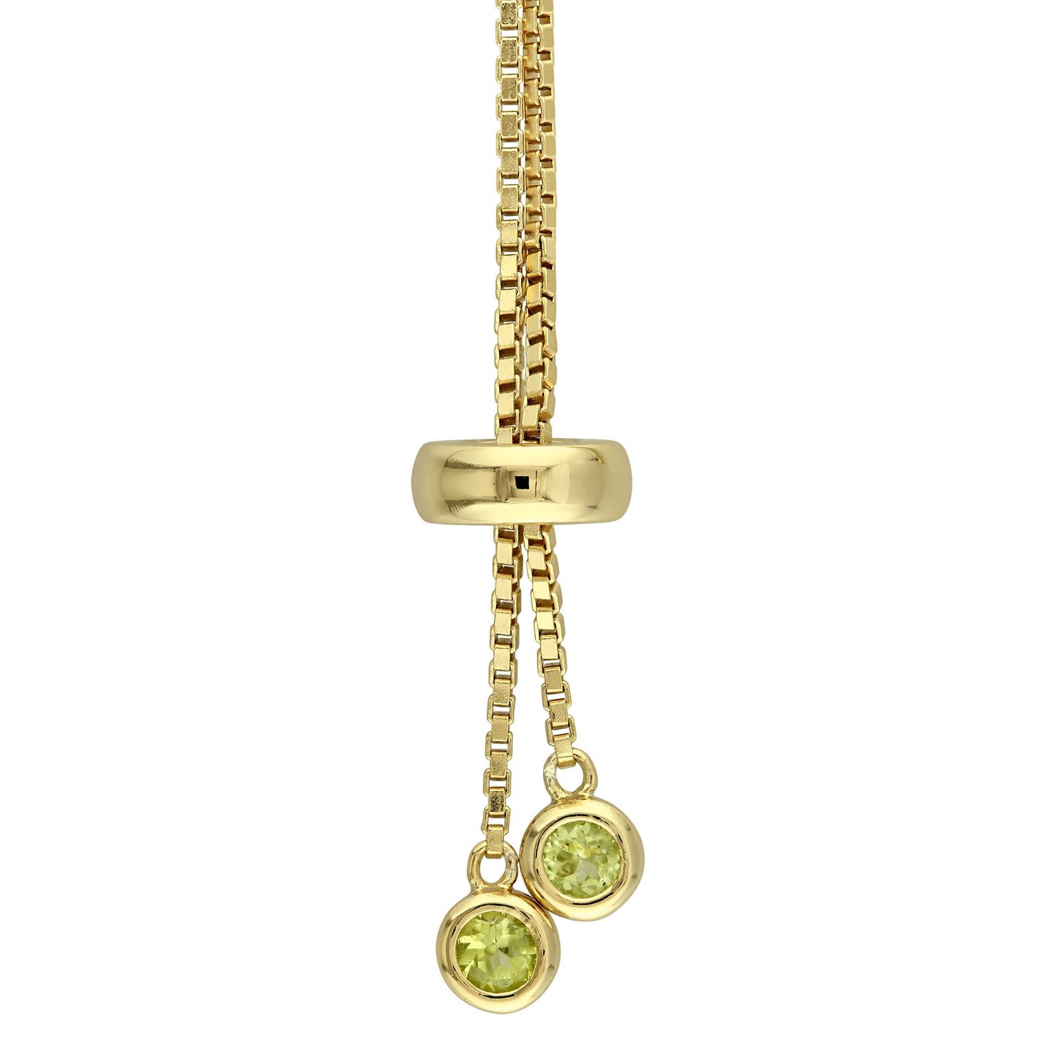 Bracelet bolo à gland Tangelo avec péridots 3,50 CT PBT en argent sterling plaqué de rhodium jaune, 5-10 po