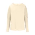 thumbnail image 4 of Besolor Womens Spring Fall Tunic Tops Ladies Crewneck Long Sleeve T-Shirt Casual Solid Color Spring Fall Going out Blouse, 4 of 5