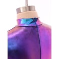 thumbnail image 4 of Moggemol Robe à Manches Longues Zippée avec Short Intégré, Patchwork Métallisé Brillant, Vêtements Extraterrestres pour Filles, Coloré 6, 4 of 6