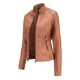 thumbnail image 2 of drppepioner New Women'S Slim Leather Stand-Up Collar Zipper Stitching Solid Color Jacket Plus Size Clearance, 2 of 6