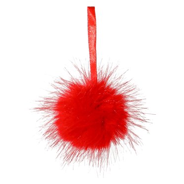 Bwiyojiz Christmas Decorations Home Decor Long Fuzzy PomPom Tree Ornaments Festive Hanging, Gifts for Sister, Red