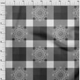 thumbnail image 4 of oneOone Cotton Jersey Gray Fabric Asian Block With Check Craft Projects Decor Fabric Printed By The Yard 58 Inch Wide, 4 of 4