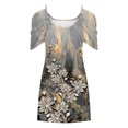 thumbnail image 4 of Robes pour Femmes 2024 Été Robe Oversize à Imprimé Manches Courtes Épaules Dénudées Col Rond Rabais de 50 % Liquidation!, 4 of 5