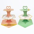 thumbnail image 2 of 2pcs Gold Foil Paper Cake Stands 3-Tier Disposable Cupcake Storage Rack Hexagonal Cake Display Holder (Pink+Green), 2 of 7