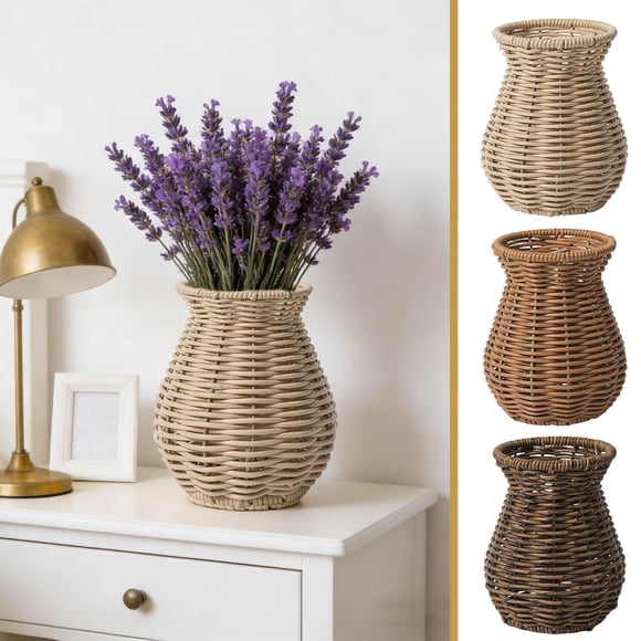 Sentmoon Pots for Plants Planter Handmade Woven Vase for Living Room Flower Arrangement Cabinet Dry Flower Decor Artwork Photography Prop for Vegetables and Herb Growing