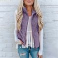 thumbnail image 2 of Heliisoer Pocket Women Zipper Solid Color Jacket Plush Sleeveless Lapel Vest Loose, 2 of 8