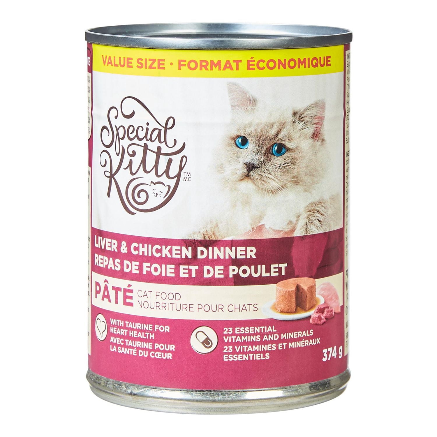 Special Kitty Liver & Chicken Dinner Pate Wet Cat Food, Value Size, 374 G Can