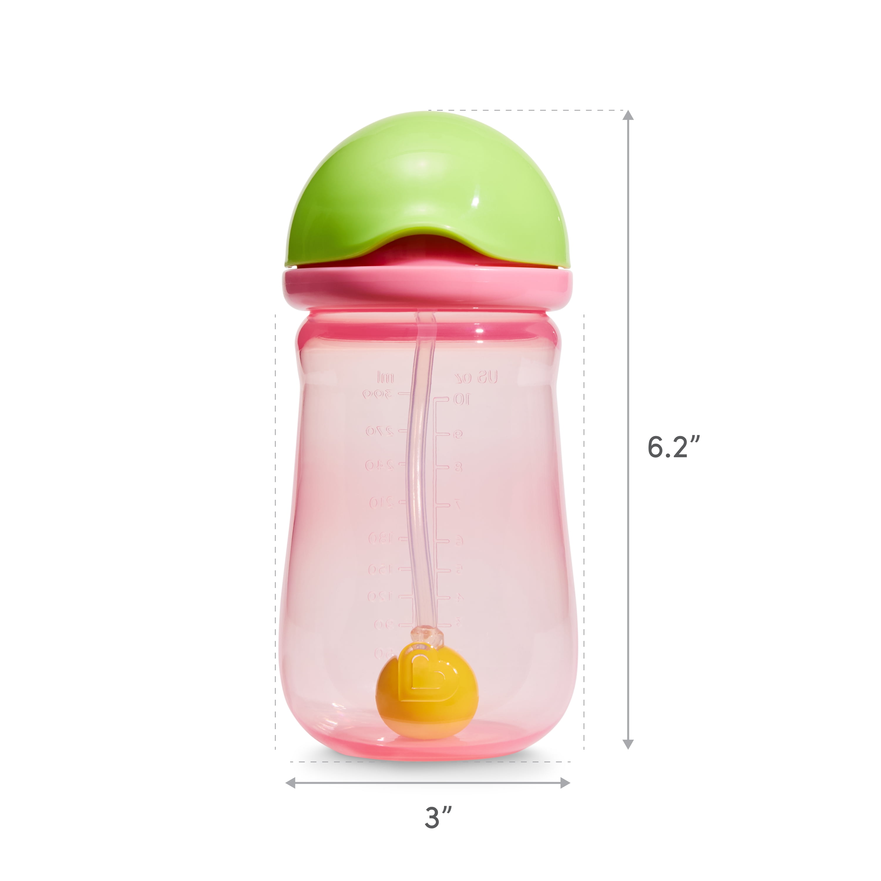 Munchkin Any Angle™ Spill-Proof Weighted Straw Trainer Cup with Click Lock Technology, Baby & Toddler Transition Sippy Cup, 10 Ounce Orange