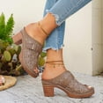 thumbnail image 4 of Wdhugt Floral Embroidered High Heel Slippers For Women Metal Buckle Half-Covered Toe Spring Summer Style Us Size 7 Heel Height 2.87 Inches Pu Material, 4 of 9