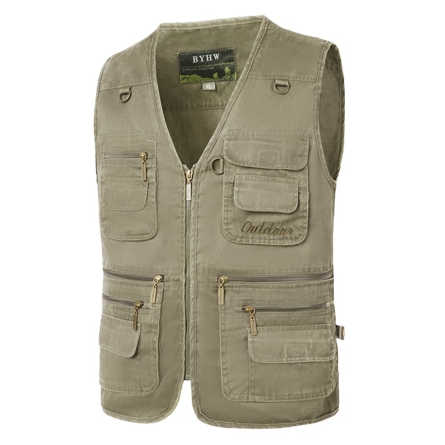 Mens Outdoor Vest Leisure Jacket Lightweight Vest With Zip Many Pockets