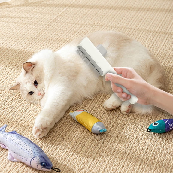 SSZMDLB Self-cleaning Pet Comb, -button Detangling Cat Dog Comb for Loose Hair Removal, Dense Tooth Grooming Brush for Cats Dogs Shedding Tangles