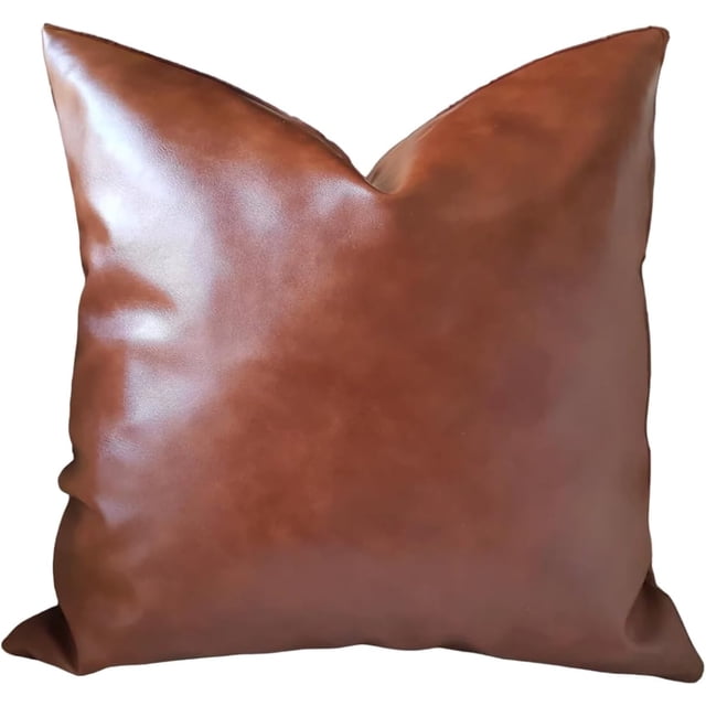 Housse de Coussin en Cuir Végane - Taille et Ajustement Parfaits (Camel Rouille)