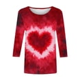 thumbnail image 4 of Mareep T-shirt P-2TG pour Femmes Mode T-shirt Décontracté pour Femmes à Imprimé Col Rond Manches 3/4 Haut Blouse Cadeau de la Saint-Valentin, 4 of 5