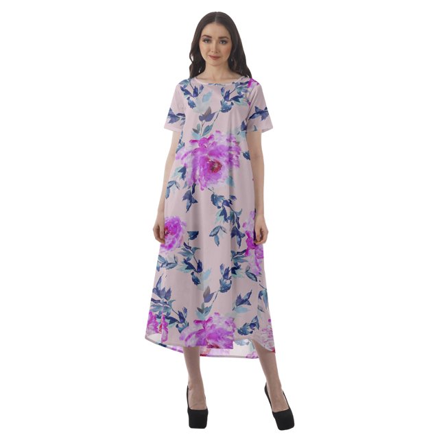 Moomaya Tunique à Manches Courtes pour Femmes, Robes de Cocktail en Coton Flex Imprimées