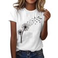 thumbnail image 3 of Babysbule Liquidation de Hauts pour Femmes T-shirt à Col Rond de Mode pour Femmes à Manches Courtes Imprimé Pissenlit T-shirt Décontracté Ample Hauts, 3 of 4