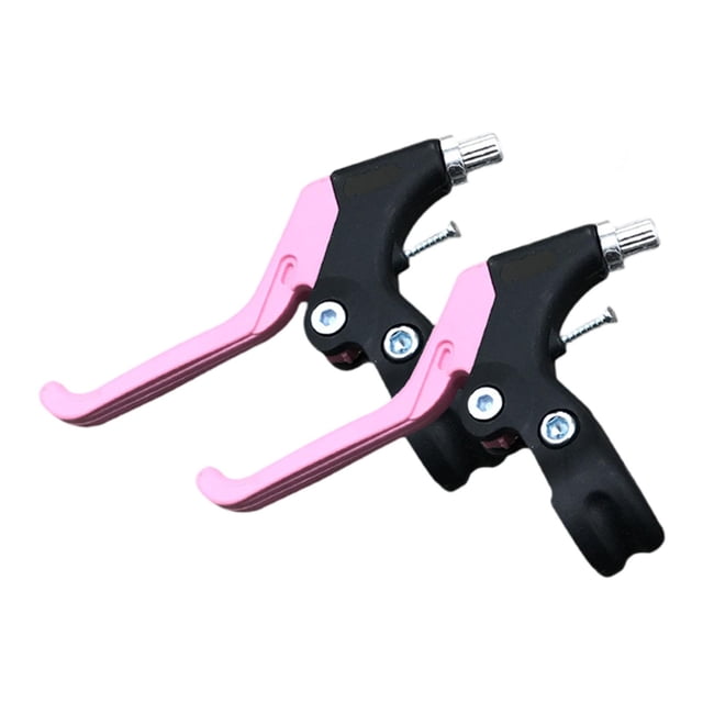 Siruishop 2 Pieces Bike Brake Lever Three Finger Compatibility Replacement Accessories Black and Pink
