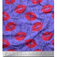thumbnail image 1 of Soimoi Purple polyester Crepe Fabric Text,Eiffel Tower & Lips Women Fabric Prints By Yard 52 Inch Wide, 1 of 1