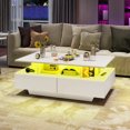 thumbnail image 4 of DEXTRUS High Gloss LED Coffee Table with Storage, Modern Center Table with Drawers & Display Shelves for Living Room, White, 4 of 4