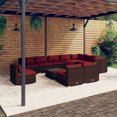 thumbnail image 1 of vidaXL 11 Piece Garden Lounge Set with Cushions Poly Rattan Brown, 1 of 5