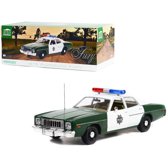 Greenlight 19116 1-18 Scale Diecast 1975 Plymouth Fury Capitol City Police Model Car, Green & White