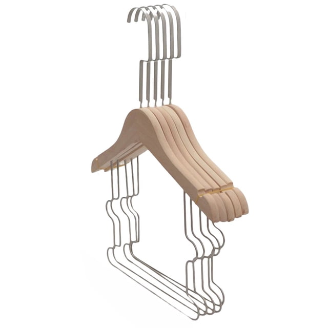 5Pcs Solid Wood Onesie Hangers Log Unpainted Suit Hanger Set for Children
