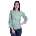 thumbnail image 2 of Moomaya Printed Button Placket Full Sleeve Top Round Neck WoMen's Casual Summer Tunic, 2 of 5