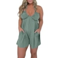 thumbnail image 2 of Gspmoly Shorts de Course pour Femmes, Combinaison d'Été Décontractée et Tendance Sans Manches à Bretelles, Taille Élastique, Double Poche, Shorts de Randonnée pour Femmes, Offres de Vacances, Vert Armée G, 2 of 7