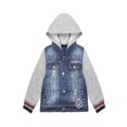 thumbnail image 1 of KIDSCOOL SPACE Little Boy Grey Hooded Elastic Sleeves Jean Jacket Coat,7-8 Years, 1 of 7