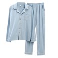 thumbnail image 2 of Gift TIMIFIS Mens Pajama Set Soft Long Sleeve Pajamas for men Lightweight Button Up Sleepwear Lounge Pjs Set With Pockets pring/Summer, 2 of 3