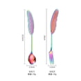 thumbnail image 2 of EGNMCR Measuring Spoons Serving Spoons Stainless Steel Feather Spoon And Fork Household Fruit Fork Coffee Spoon Dessert 304 Stainless Steel Spoon And Fork Set (2pc) Spoon and fork, 2 of 2