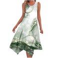 thumbnail image 2 of Meichang Robes Décontractées pour Femmes Robes d'Été Sans Manches Ourlet Mouchoir Robes de Plage Fluides Imprimé Tendance Col Rond Robes Midi d'Été Robes Amples Débardeurs Vert S, 2 of 5
