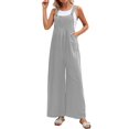 thumbnail image 1 of B91xZ Salopette Femme Col Carré Sans Manches Décontractée en Lin Ample avec Poche, Gris TG, 1 of 5